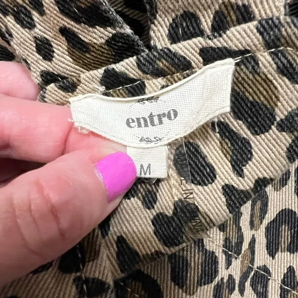 Entro brand leopard print denim overall dress - Picture 5 of 8